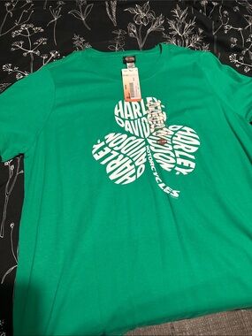 Harley-Davidson Green Tee with White Logo Clover